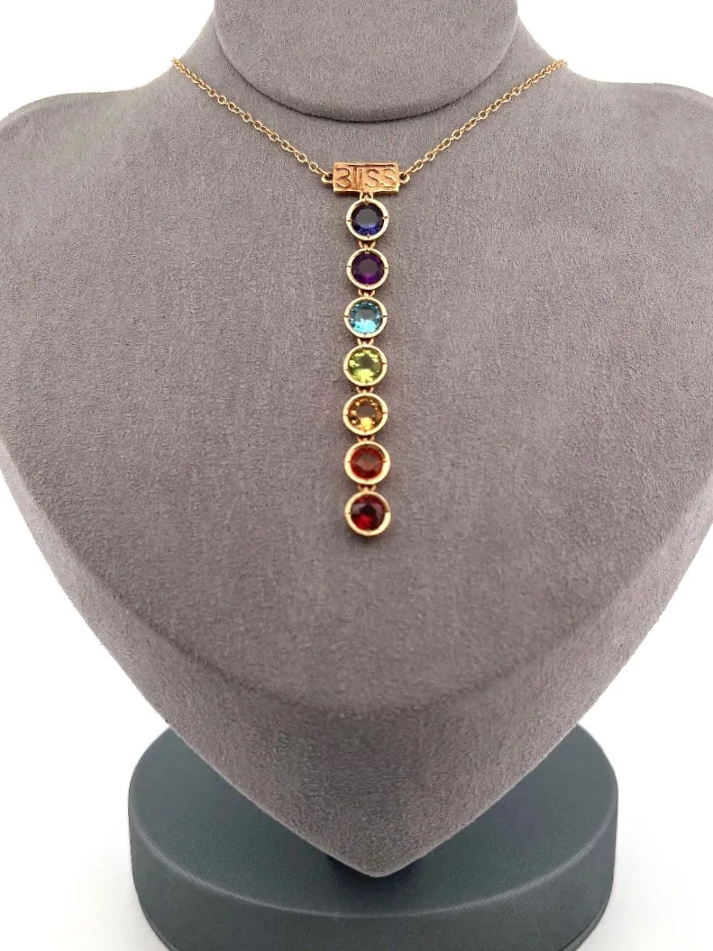 14K GOLD 7 CHAKRA ROUND PENDANT AND NECKLACE