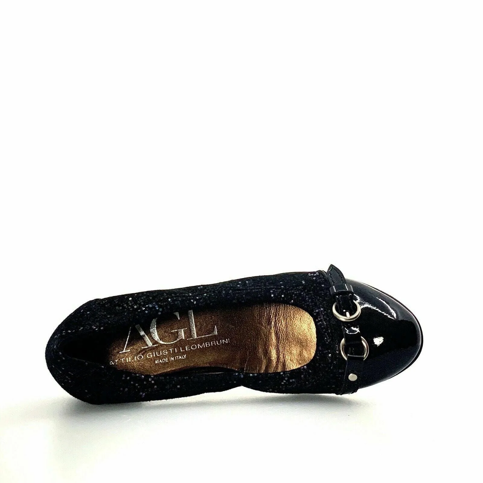 Attilio Giusto Leombruni Womens Size 5.5 Black Patent Leather Ballet Flats Shoes