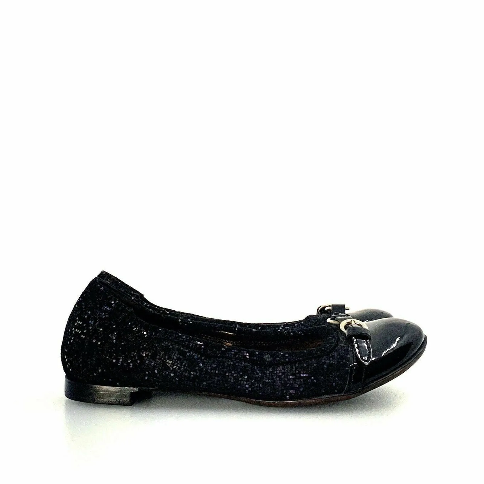 Attilio Giusto Leombruni Womens Size 5.5 Black Patent Leather Ballet Flats Shoes