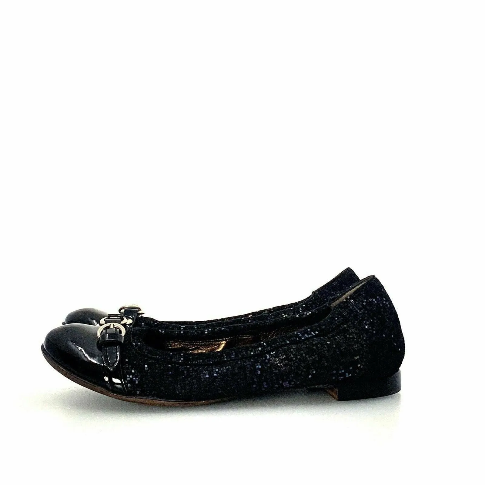 Attilio Giusto Leombruni Womens Size 5.5 Black Patent Leather Ballet Flats Shoes