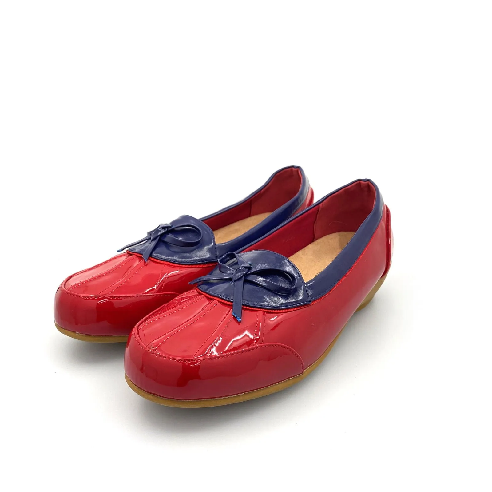 BEACON Womens Size 12M Blue/Red MISTY DUCK Rainy Rubber Shoes