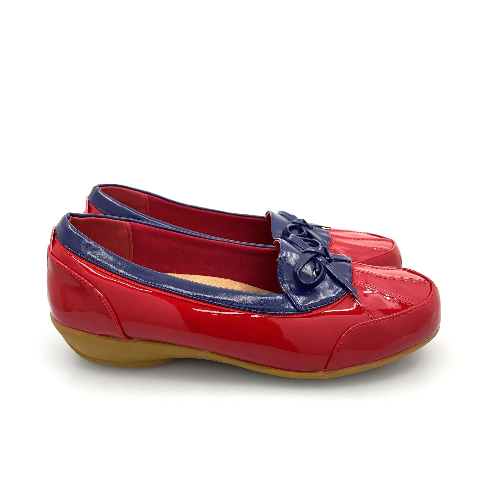 BEACON Womens Size 12M Blue/Red MISTY DUCK Rainy Rubber Shoes