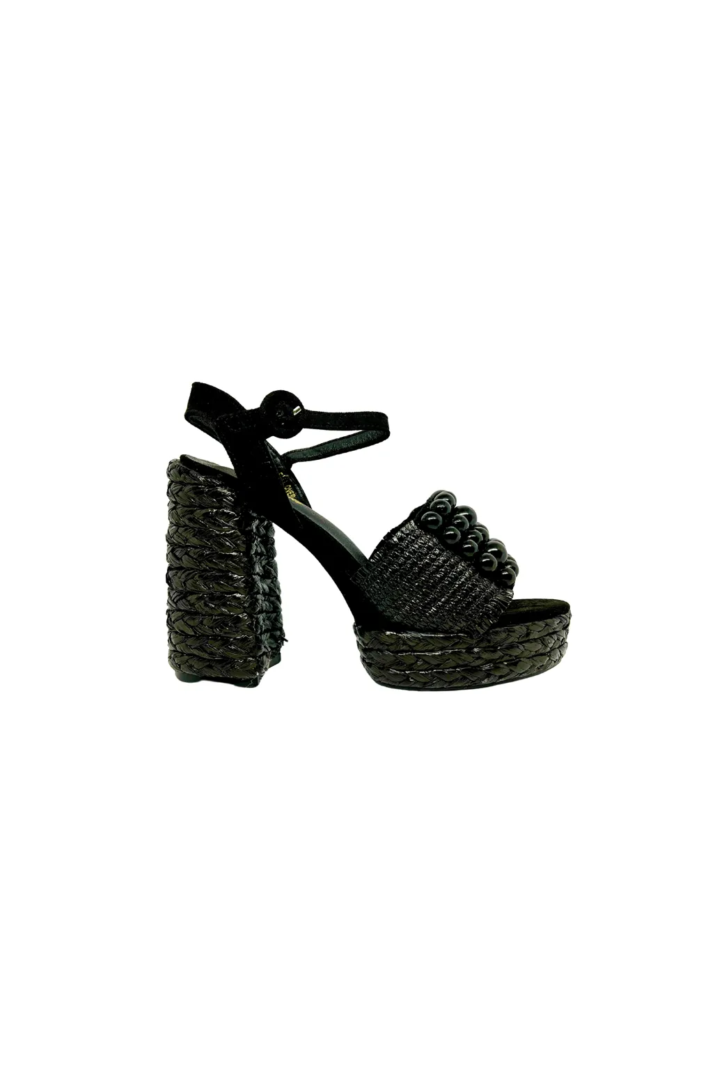 Black Pearl Platforms- Black Raffia