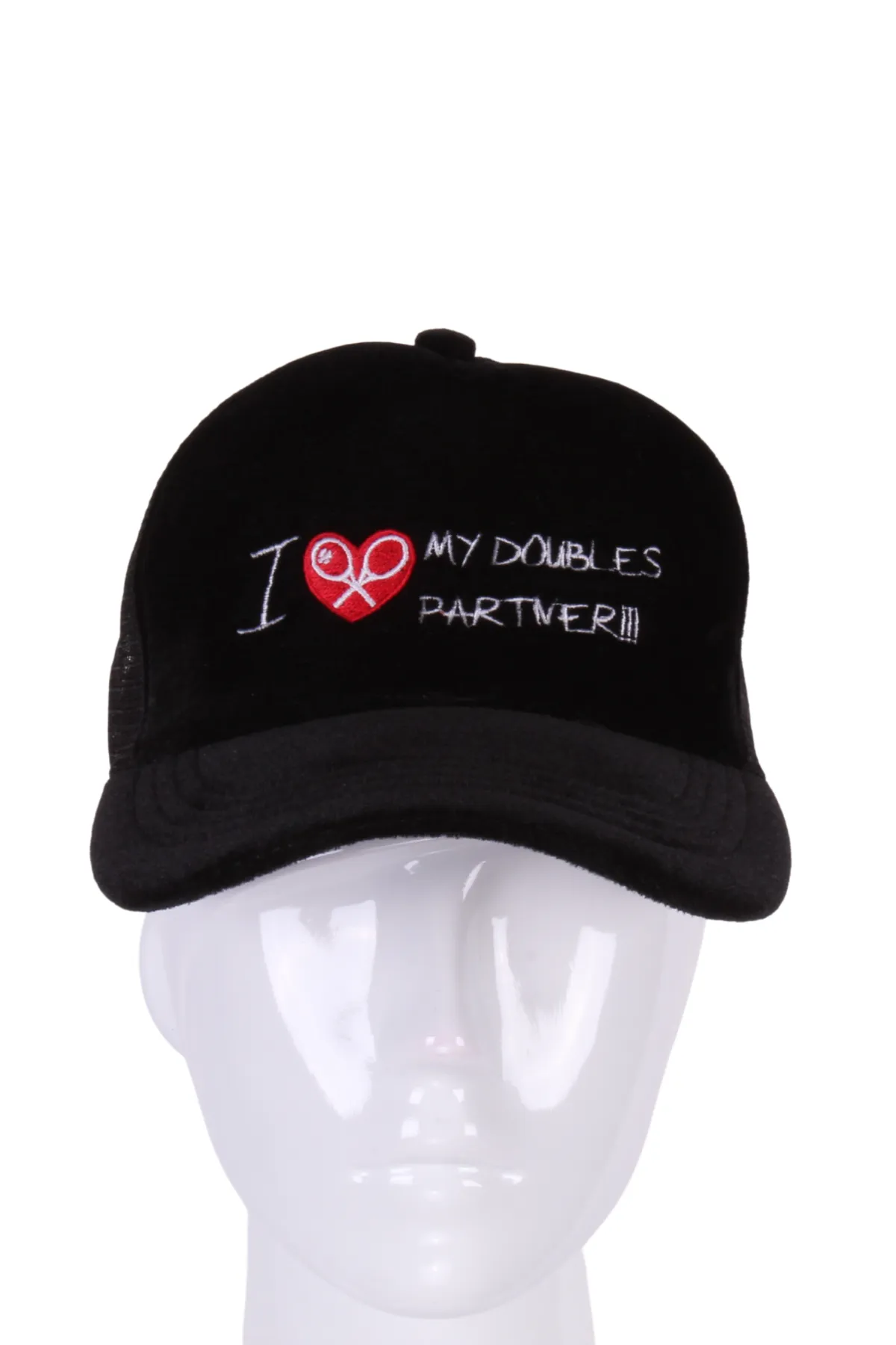 Black Velvet Tennis Hat Mesh Back