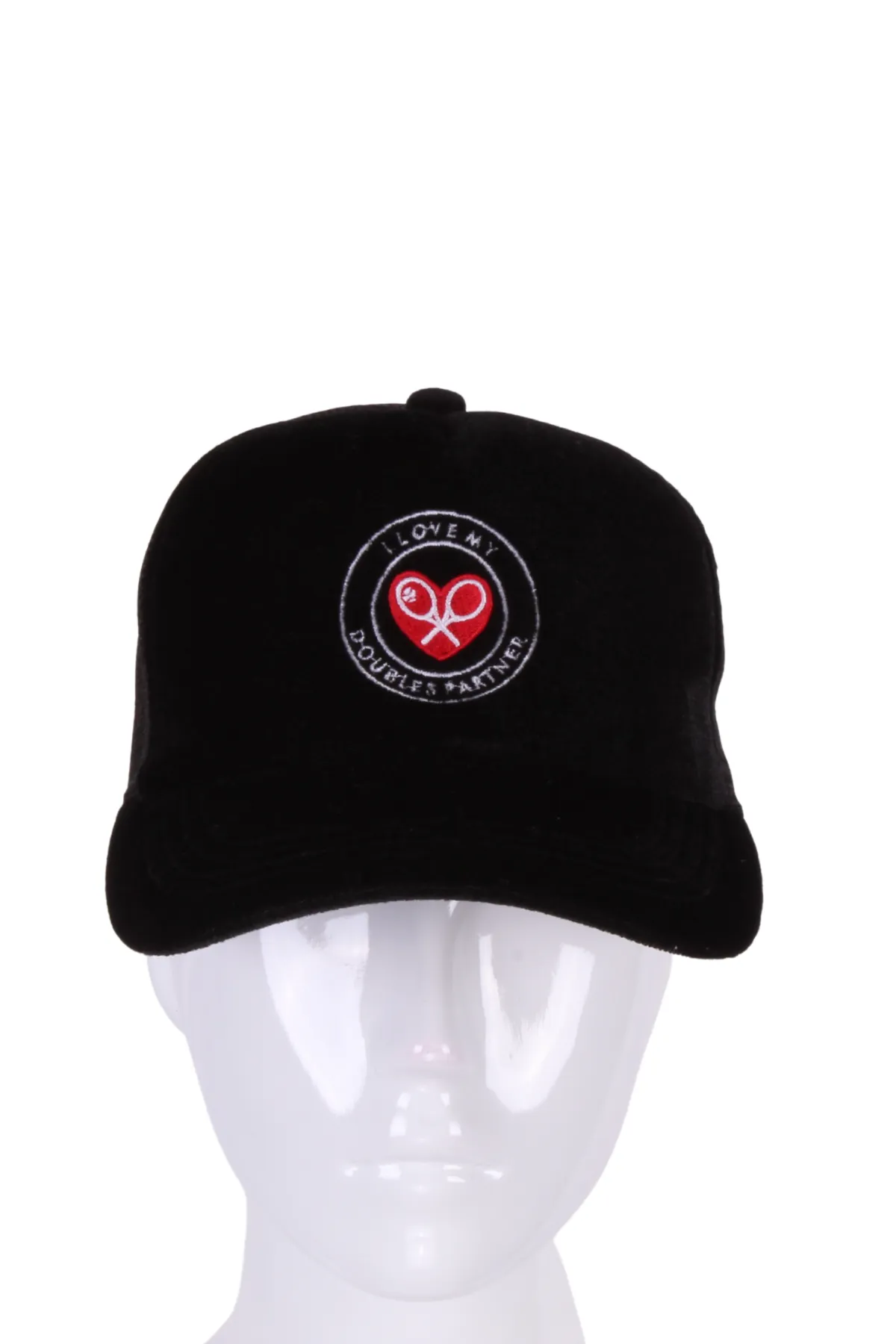 Black Velvet Tennis Hat Mesh Back