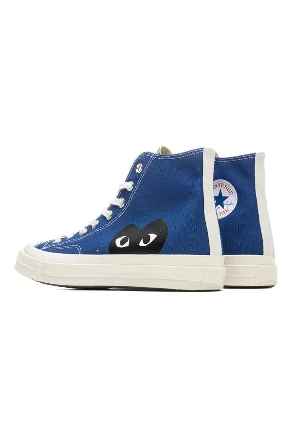 Blue CDG Play x Converse Black Heart High Top Sneakers