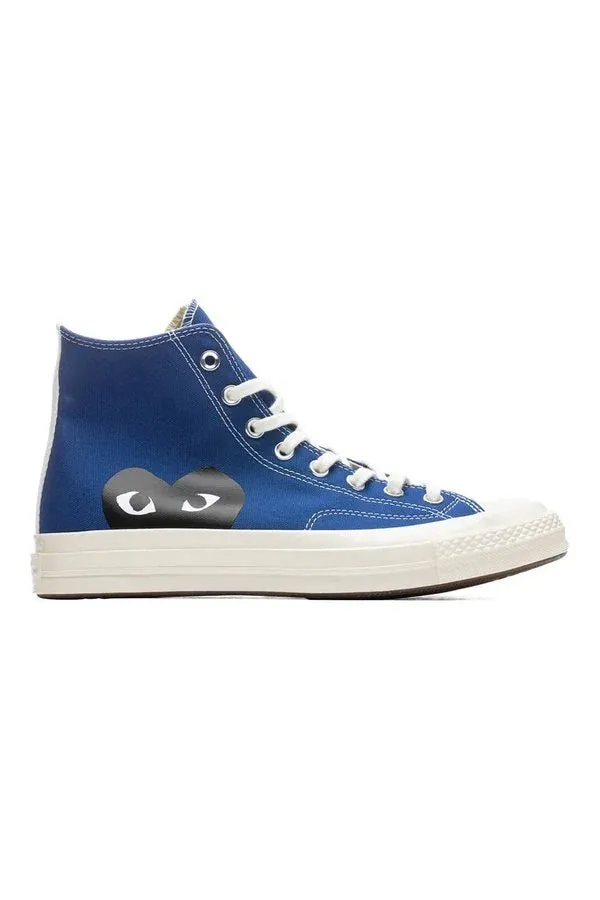 Blue CDG Play x Converse Black Heart High Top Sneakers