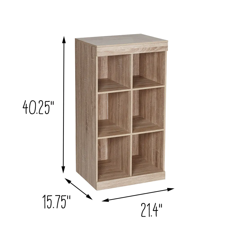 Brown Stackable 6-Cubby Organizer with Anti-Tip Hardware