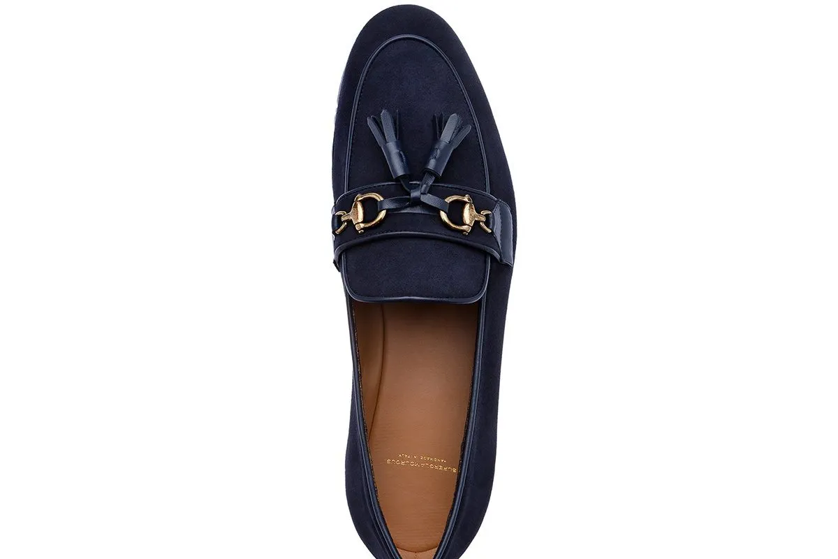 BRUNO VELUKID NAVY SLIPPERS