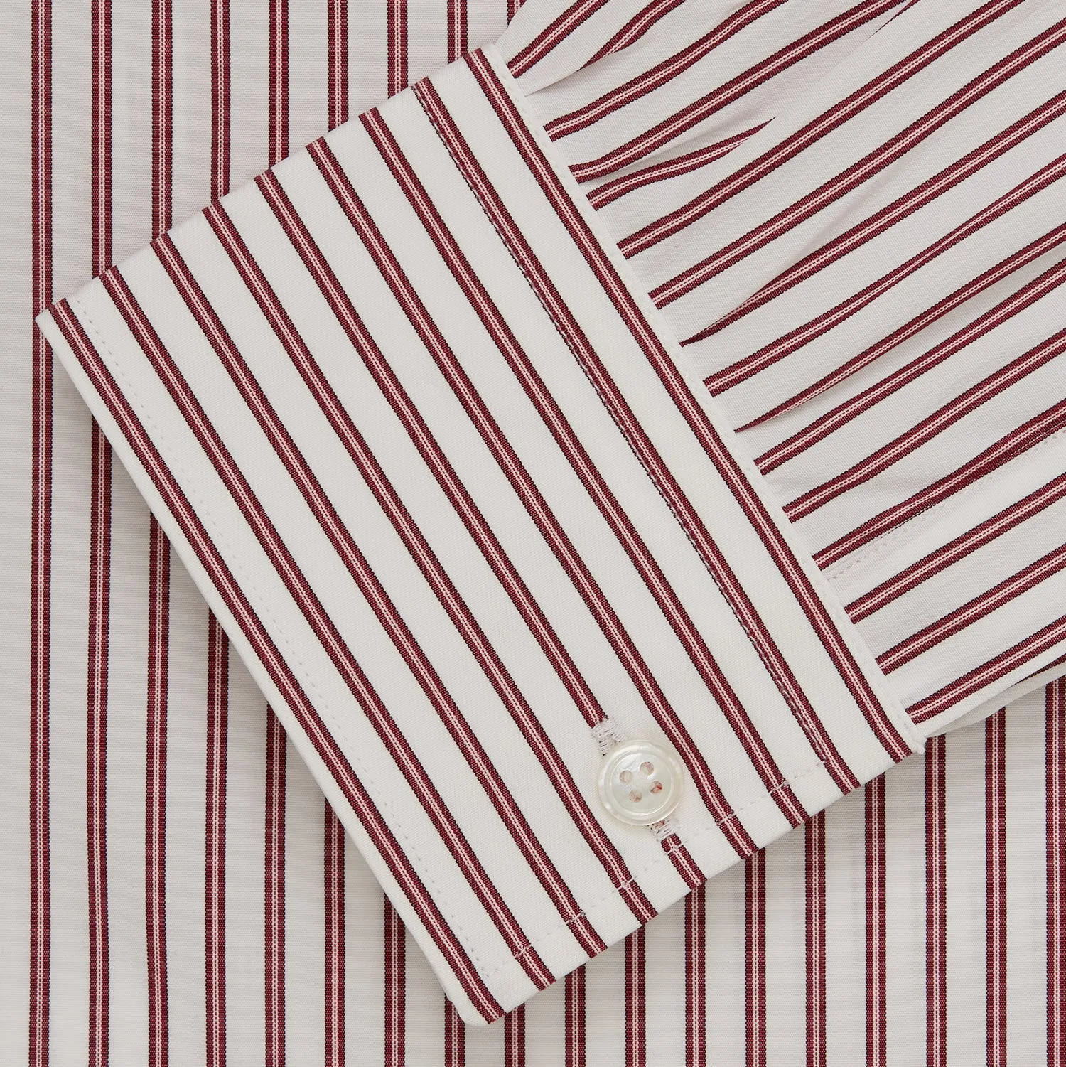 Burgundy Stripe Weekend Fit Shirt with Derby Collar and 1-Button Cuffs