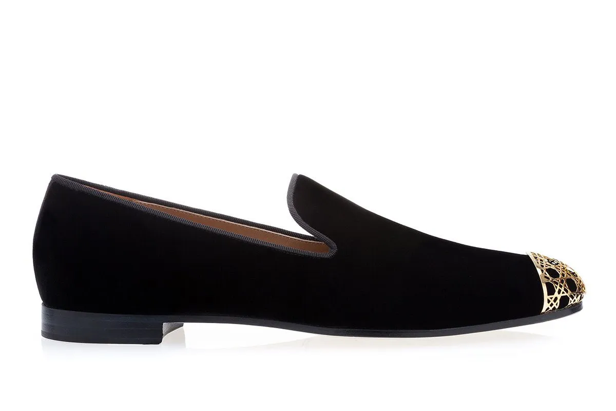 CARRAWAY VELOUR BLACK SLIPPERS