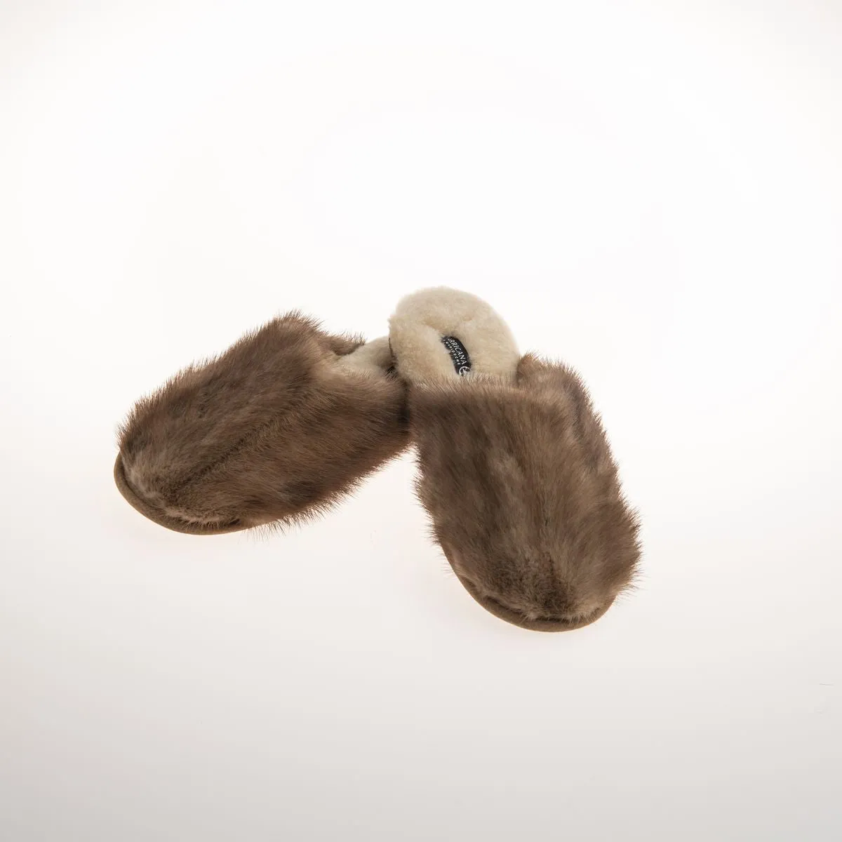 CLASSIC MINK SLIPPERS IN UPCYCLED FUR - LADIES