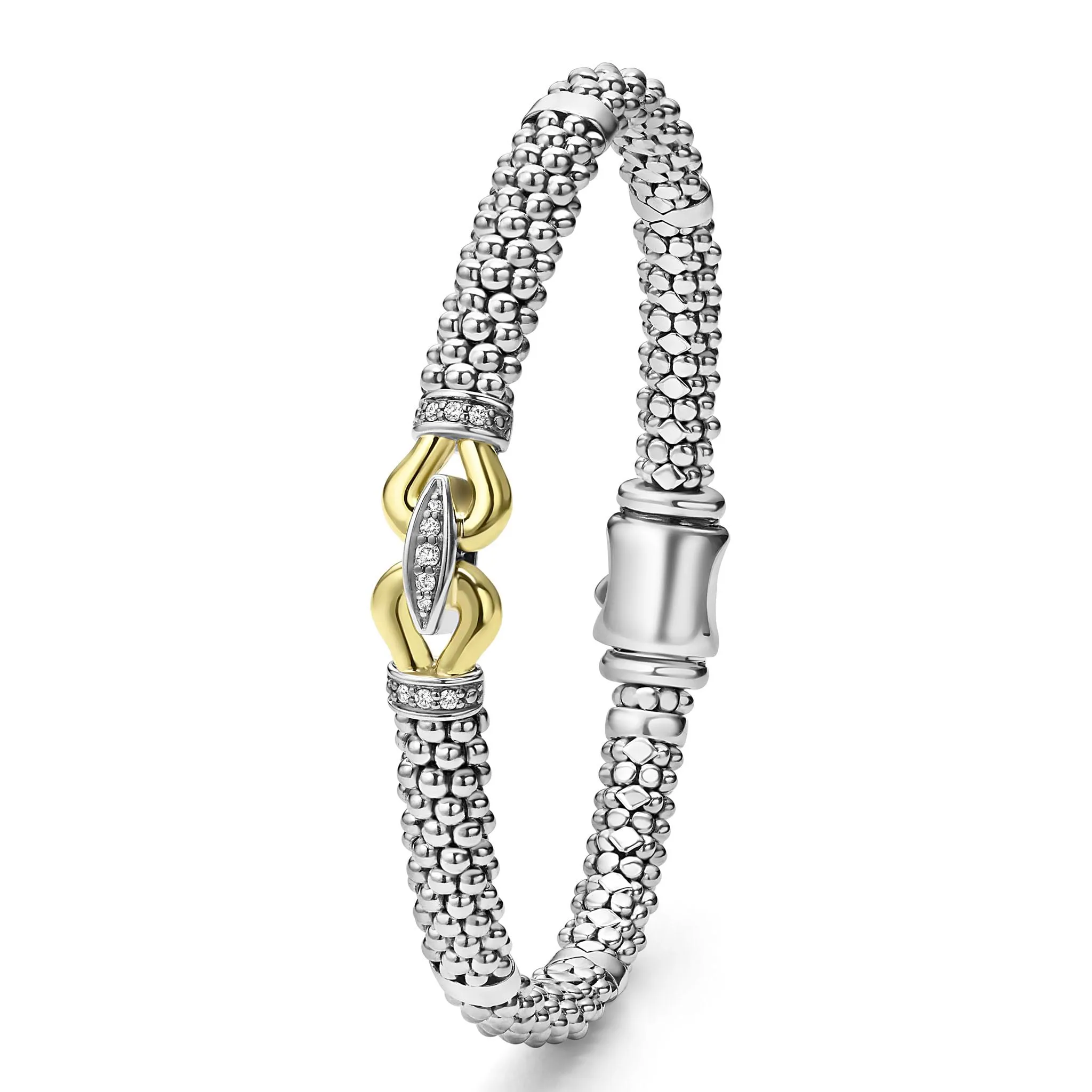 Derby Two-Tone Caviar Buckle Diamond Bracelet | 6mm