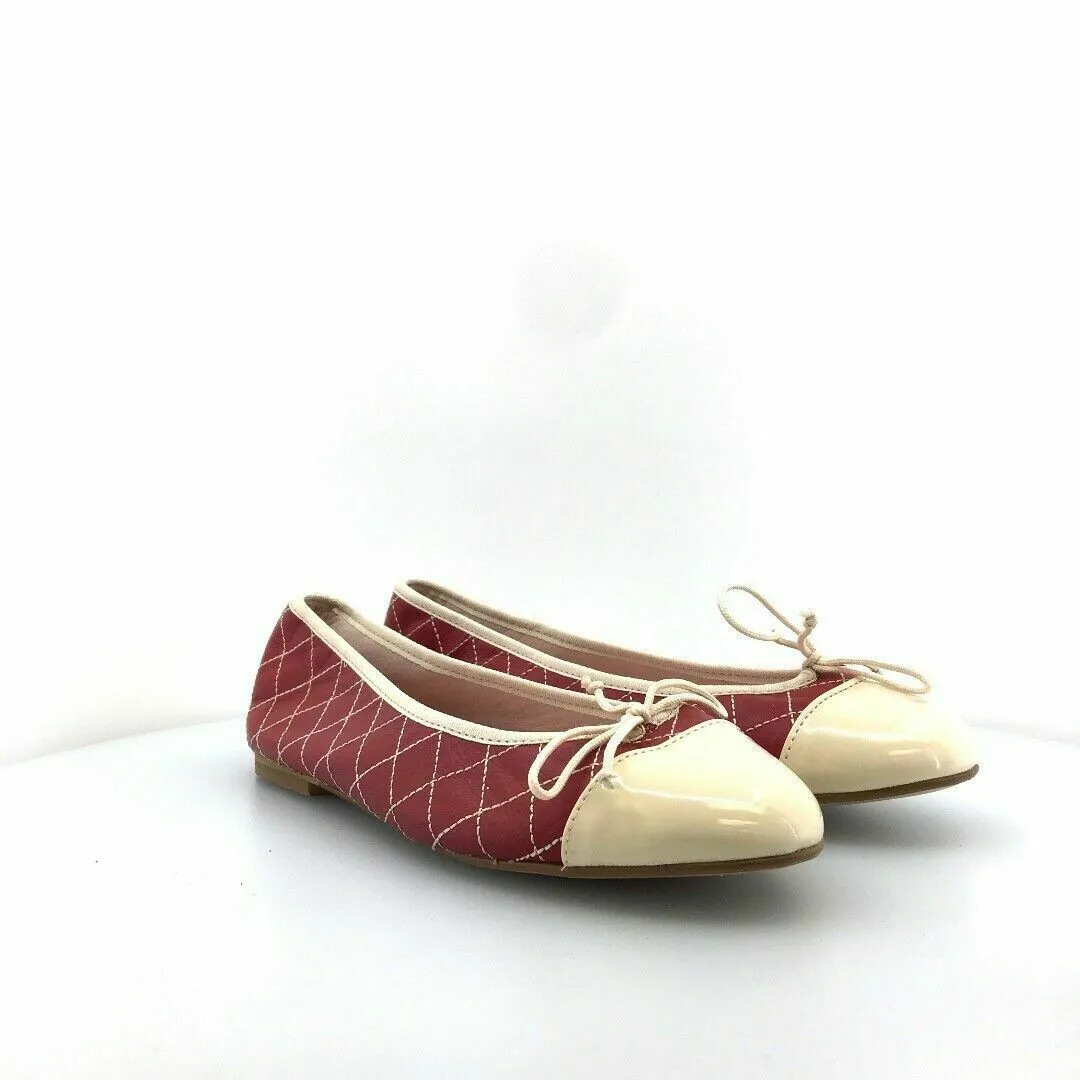 Euforia Bailarinas Womens Edith Quilted Ballet Flats Size 9 Red/White