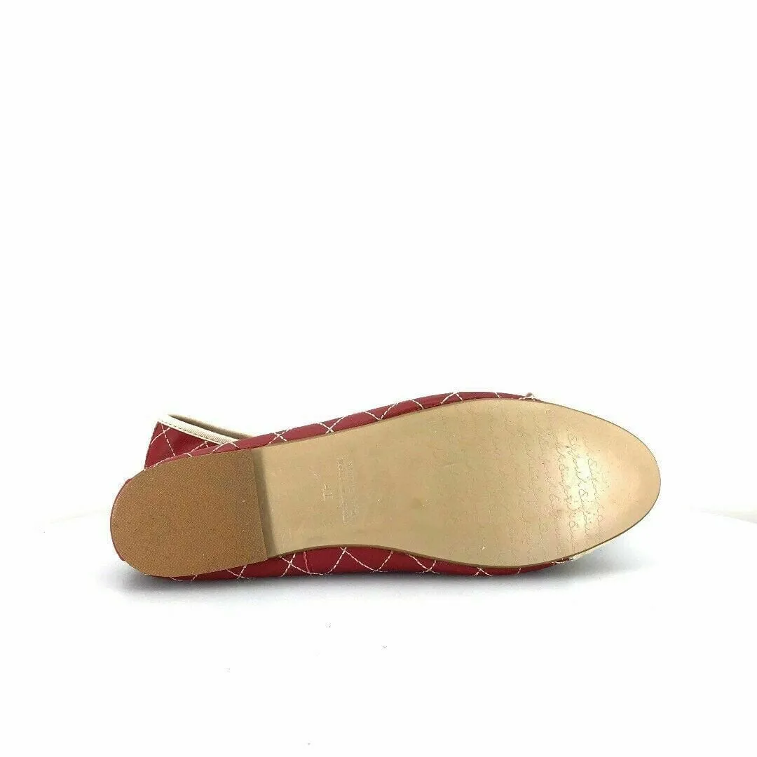 Euforia Bailarinas Womens Edith Quilted Ballet Flats Size 9 Red/White