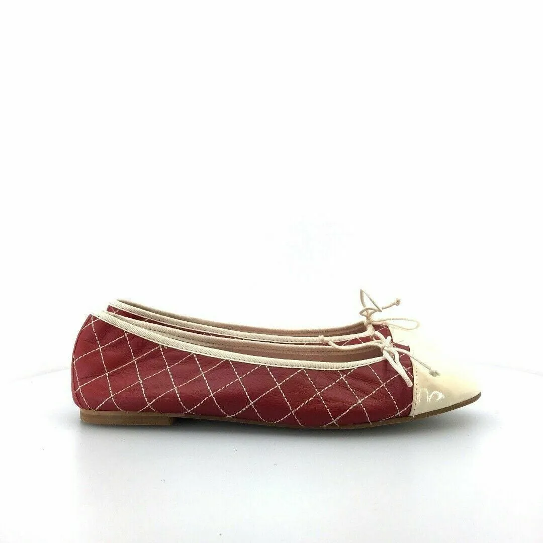 Euforia Bailarinas Womens Edith Quilted Ballet Flats Size 9 Red/White