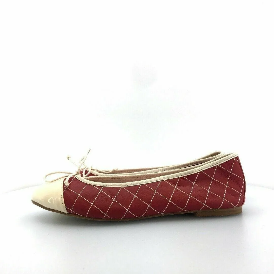 Euforia Bailarinas Womens Edith Quilted Ballet Flats Size 9 Red/White