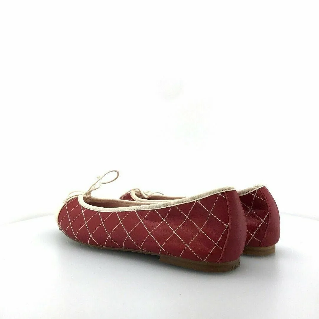 Euforia Bailarinas Womens Edith Quilted Ballet Flats Size 9 Red/White