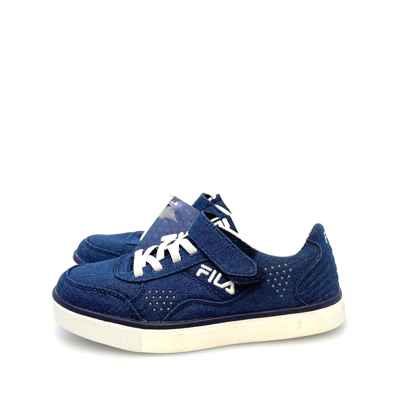 Fila Kids Memory Foam “Enkoro 2” Size 2 Blue Denim Lace-Up & Strap Shoes