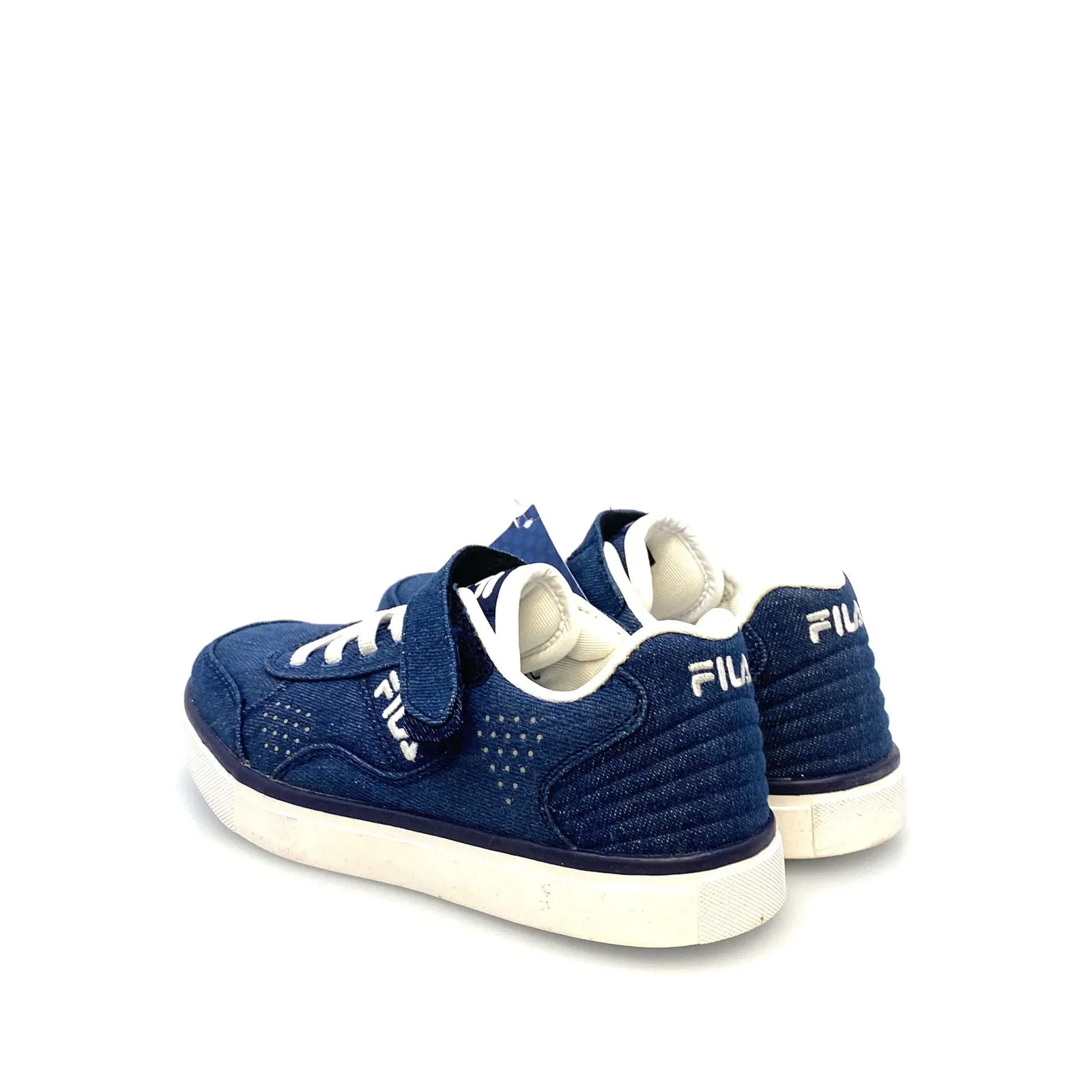 Fila Kids Memory Foam “Enkoro 2” Size 2 Blue Denim Lace-Up & Strap Shoes