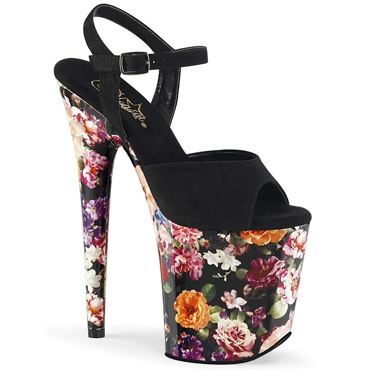 Flamingo 809WR Black Faux Suede/Flower Print Wrapped