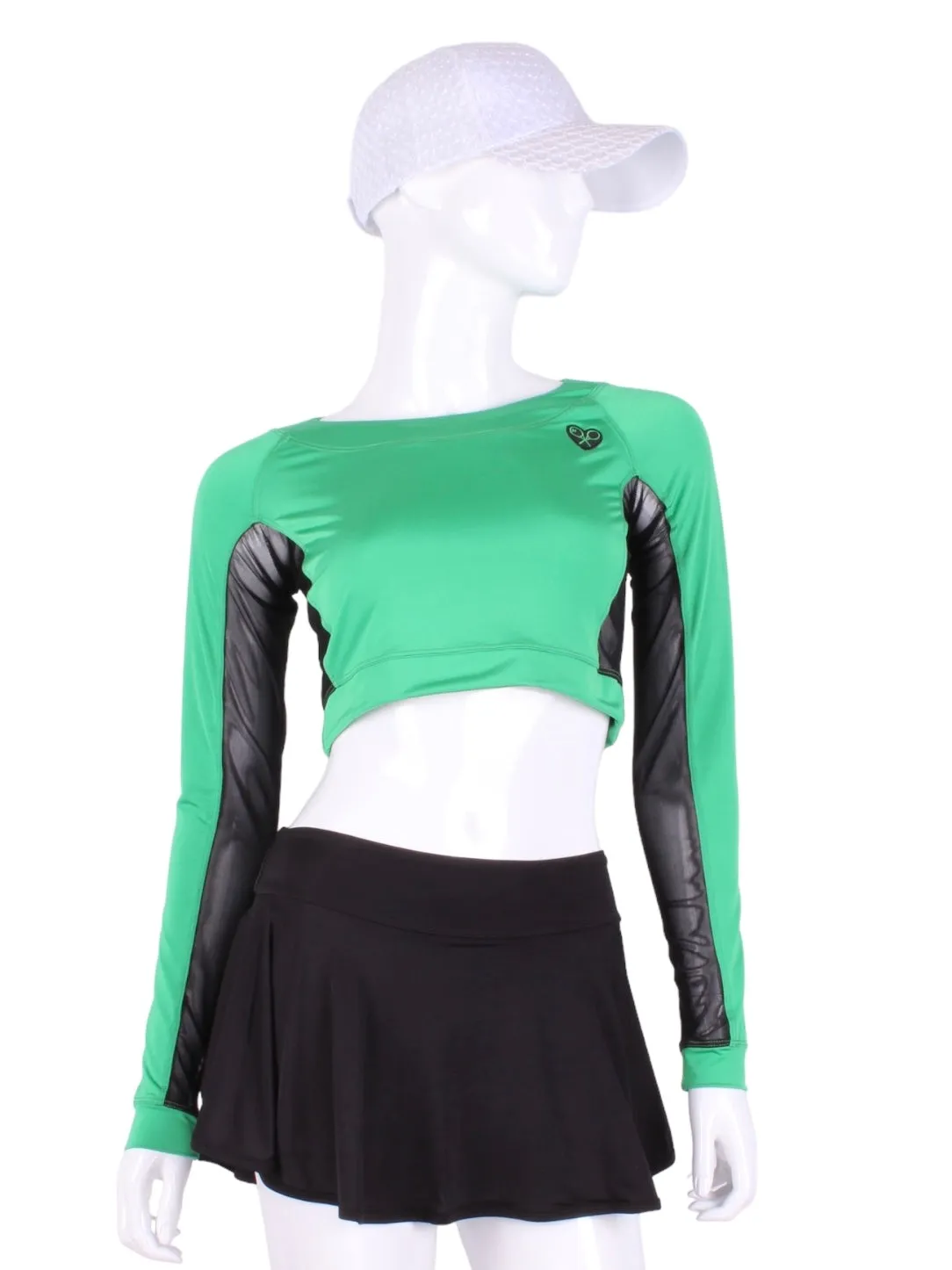 Green   Black Mesh Crop Top