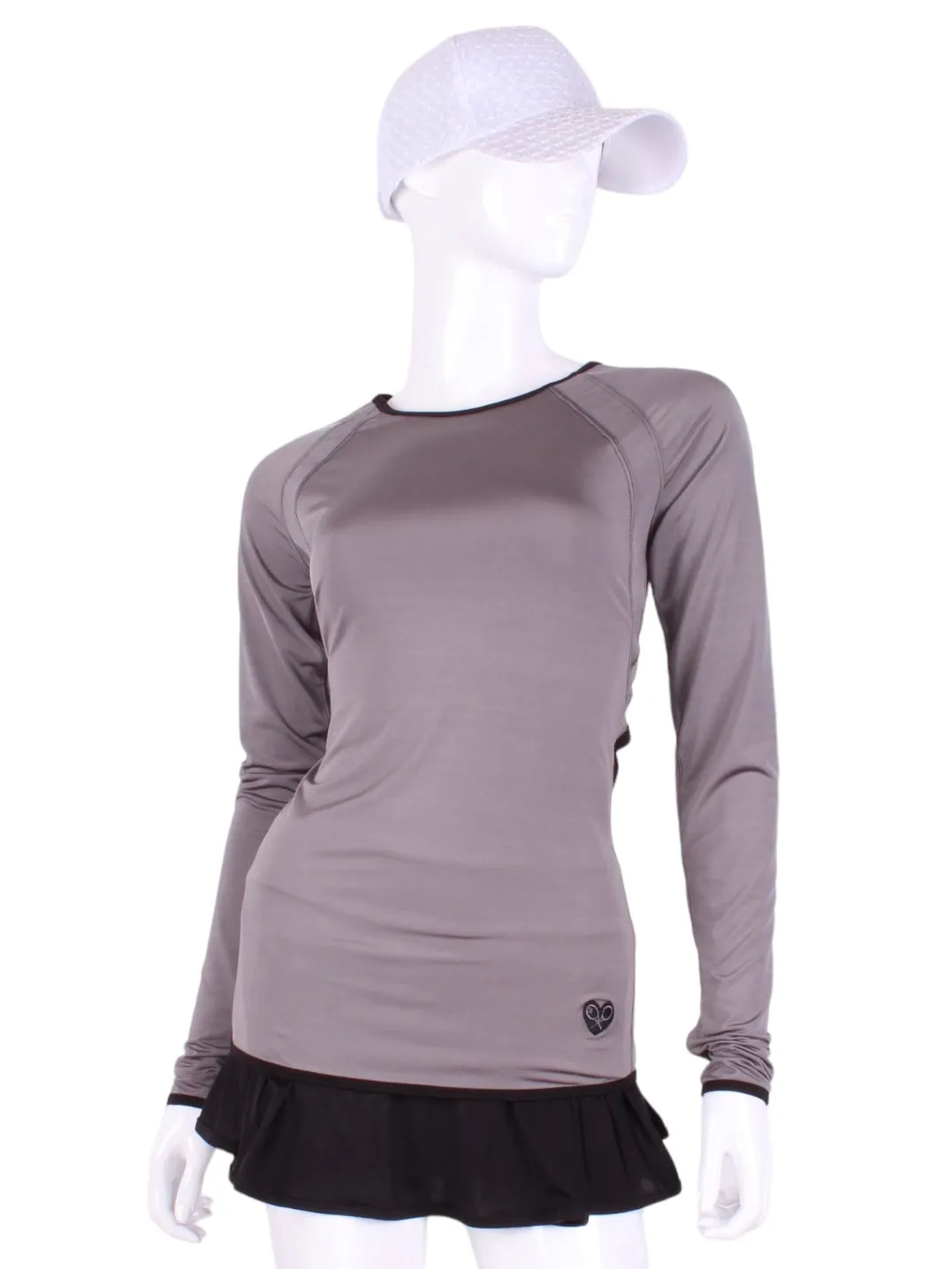 Grey Open Back Long Sleeve Crew