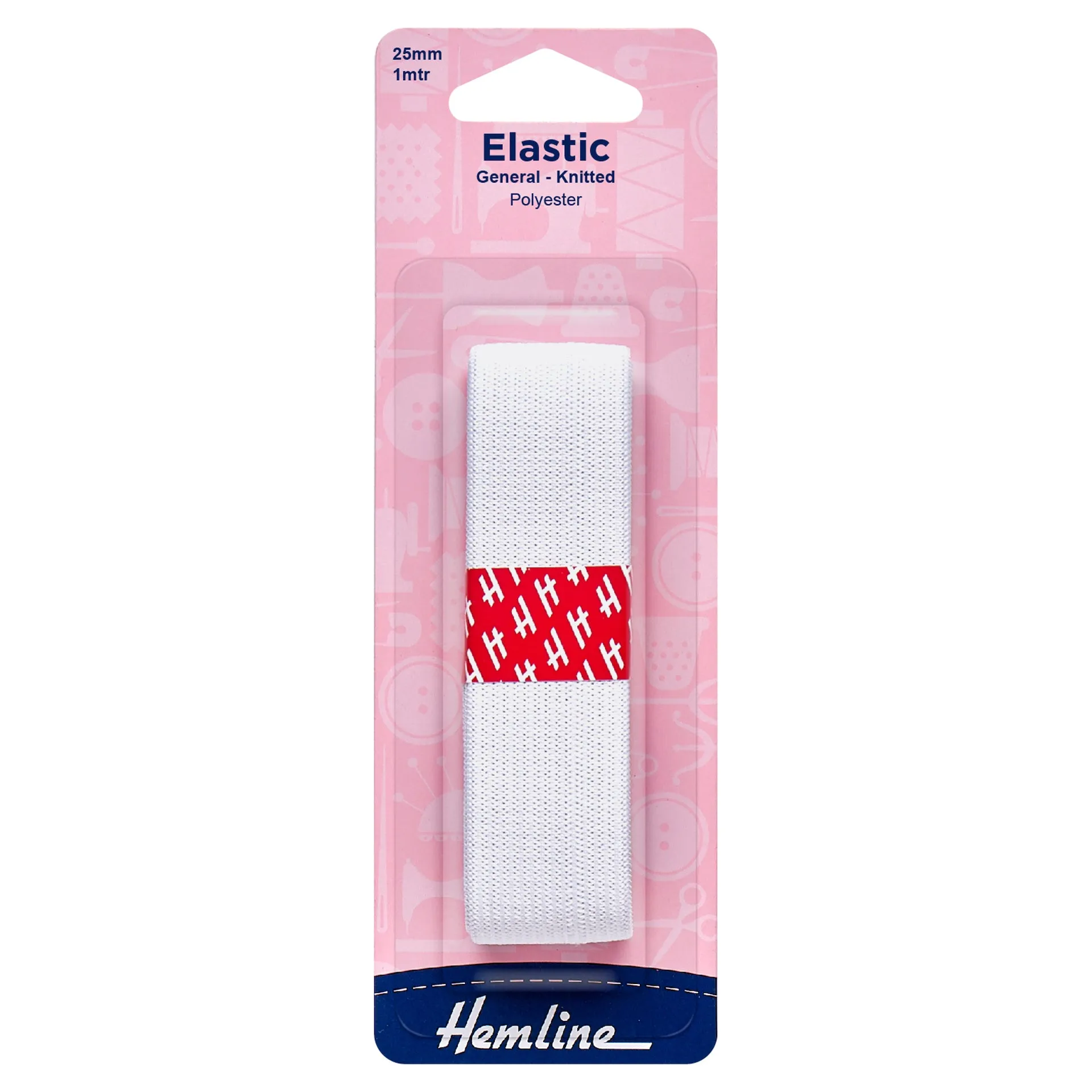 Hemline General Purpose Knitted Elastic: 1m x 25mm