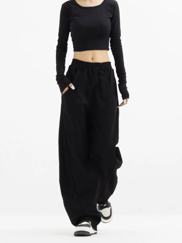 High-Waisted Wide-Leg Paneled Joggers