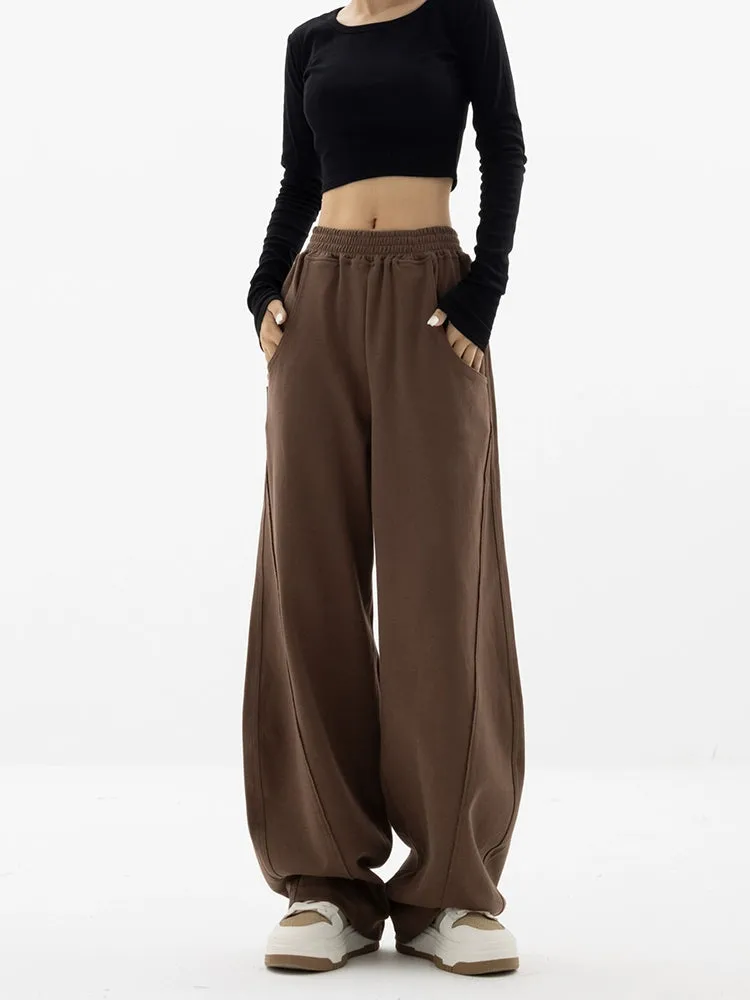 High-Waisted Wide-Leg Paneled Joggers