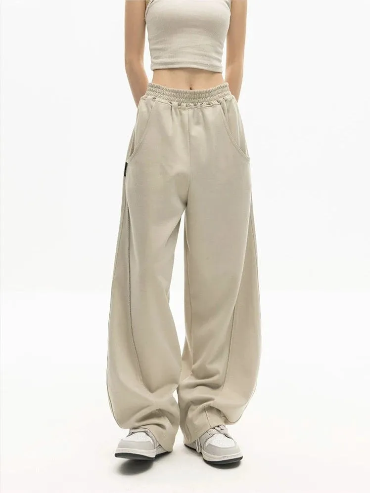 High-Waisted Wide-Leg Paneled Joggers