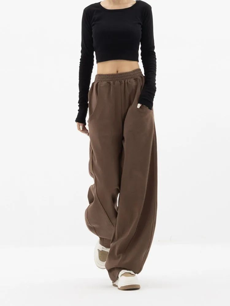 High-Waisted Wide-Leg Paneled Joggers