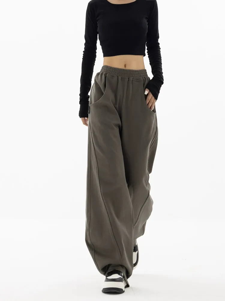 High-Waisted Wide-Leg Paneled Joggers