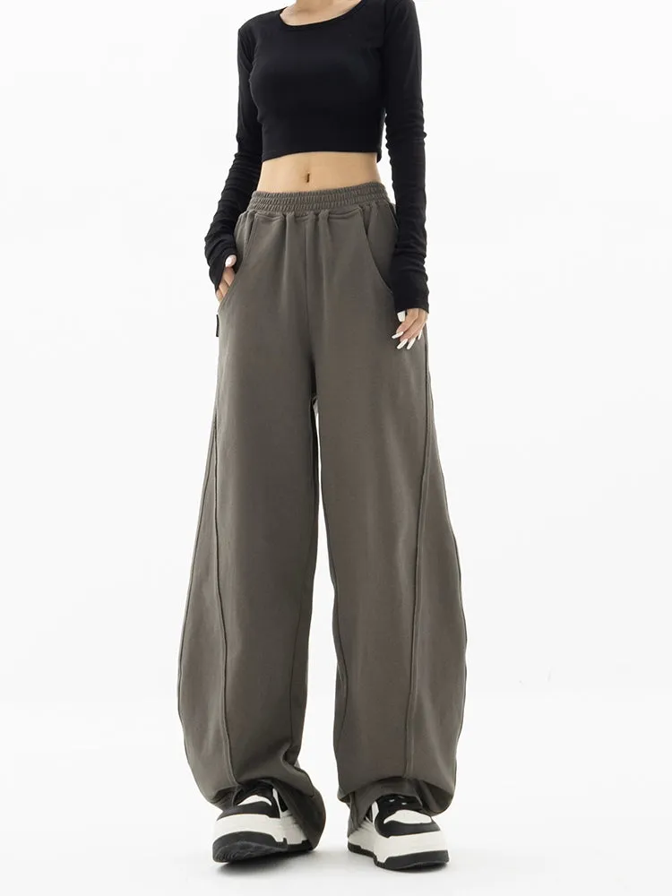 High-Waisted Wide-Leg Paneled Joggers