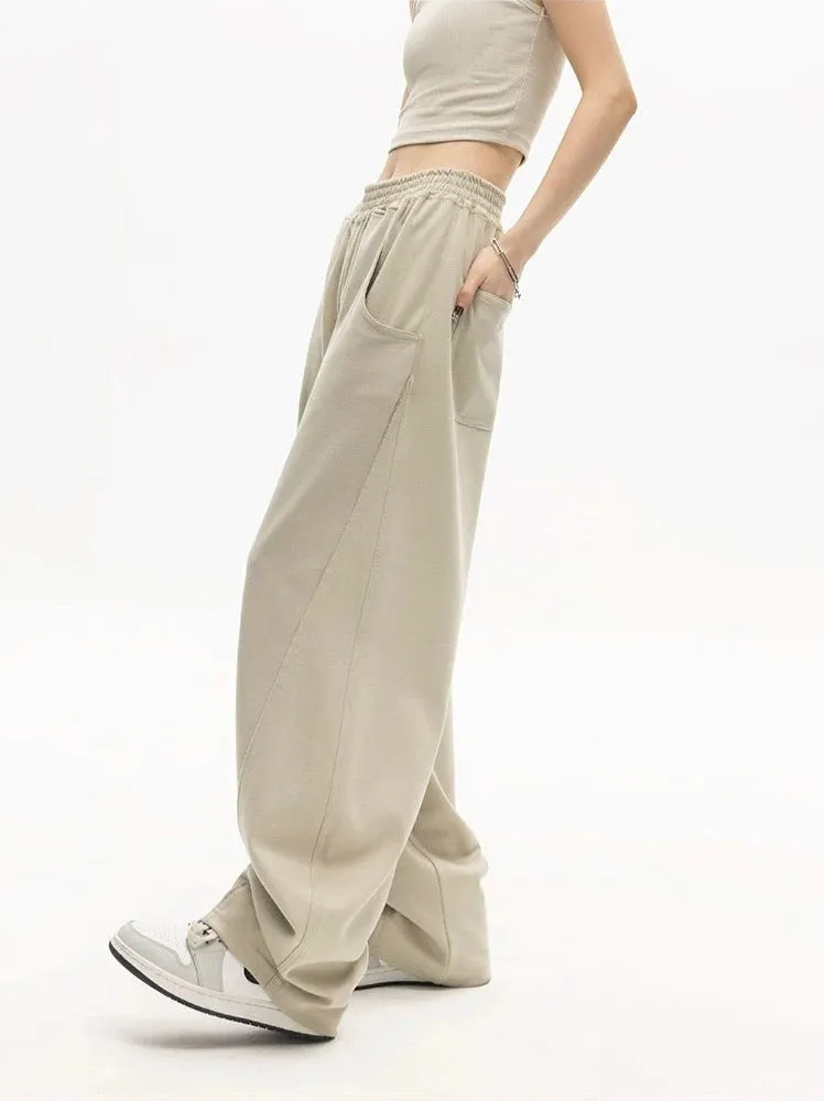 High-Waisted Wide-Leg Paneled Joggers