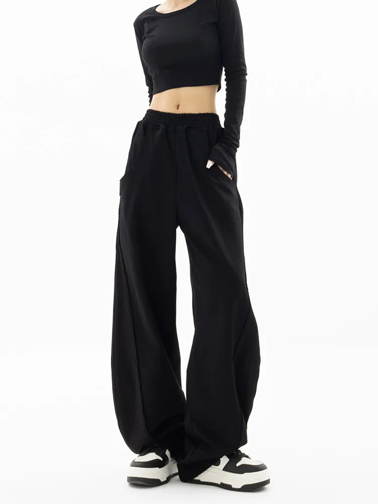 High-Waisted Wide-Leg Paneled Joggers