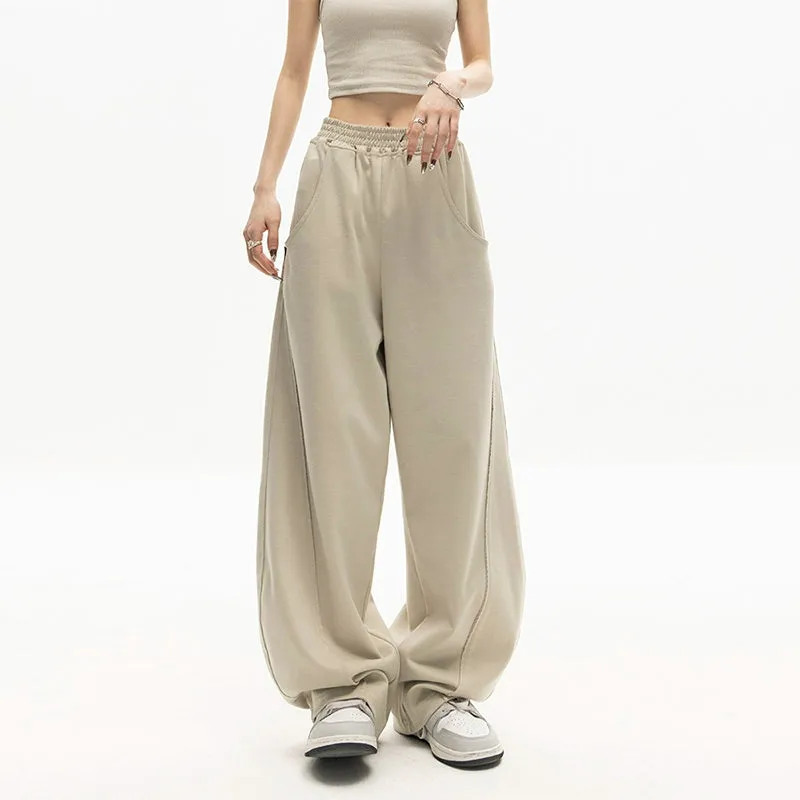 High-Waisted Wide-Leg Paneled Joggers