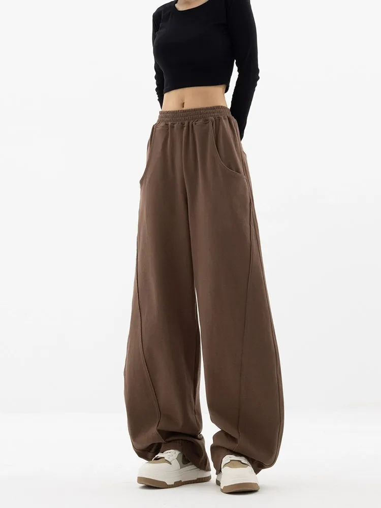 High-Waisted Wide-Leg Paneled Joggers