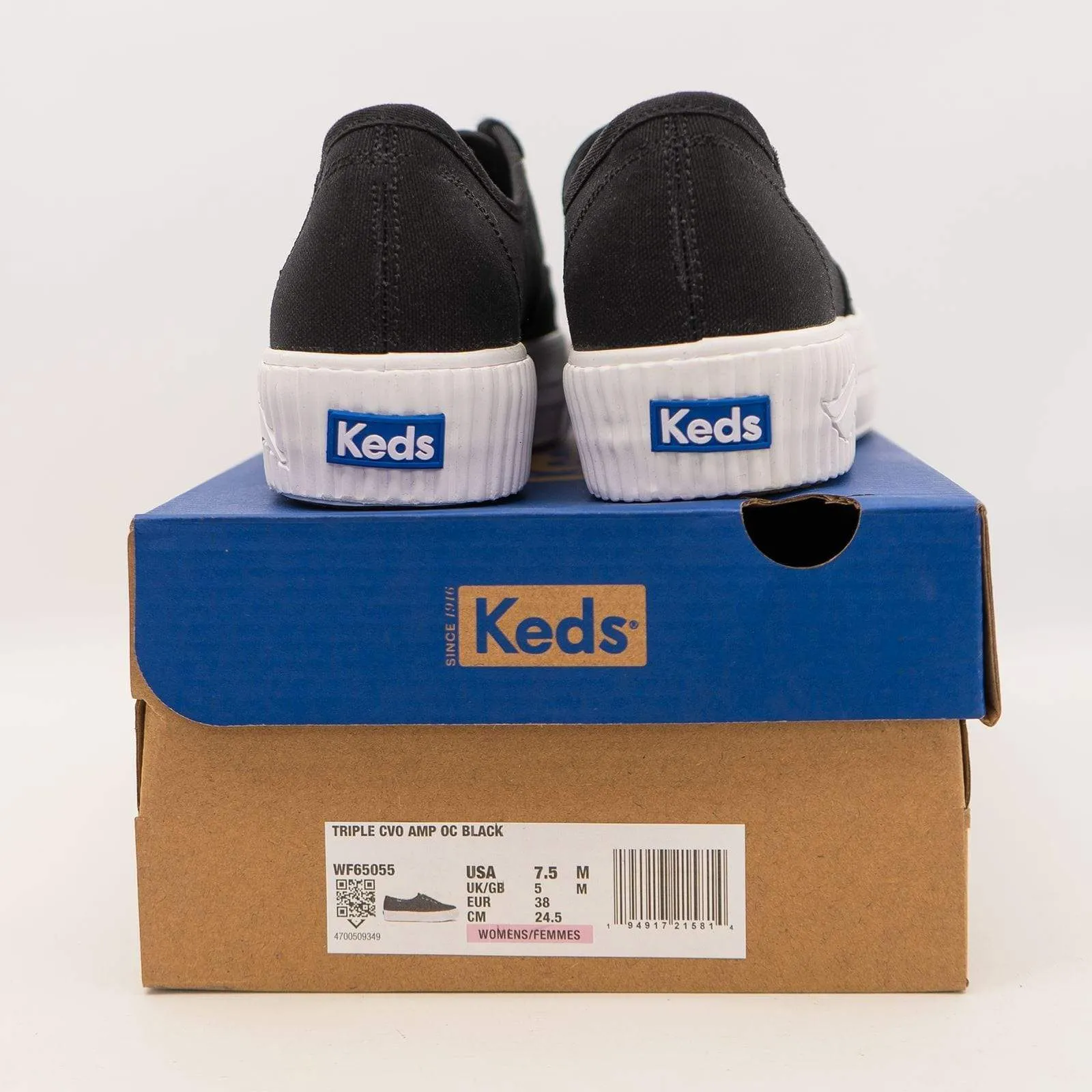 Keds Shoes Triple Black Organic Cotton Platform Trainers