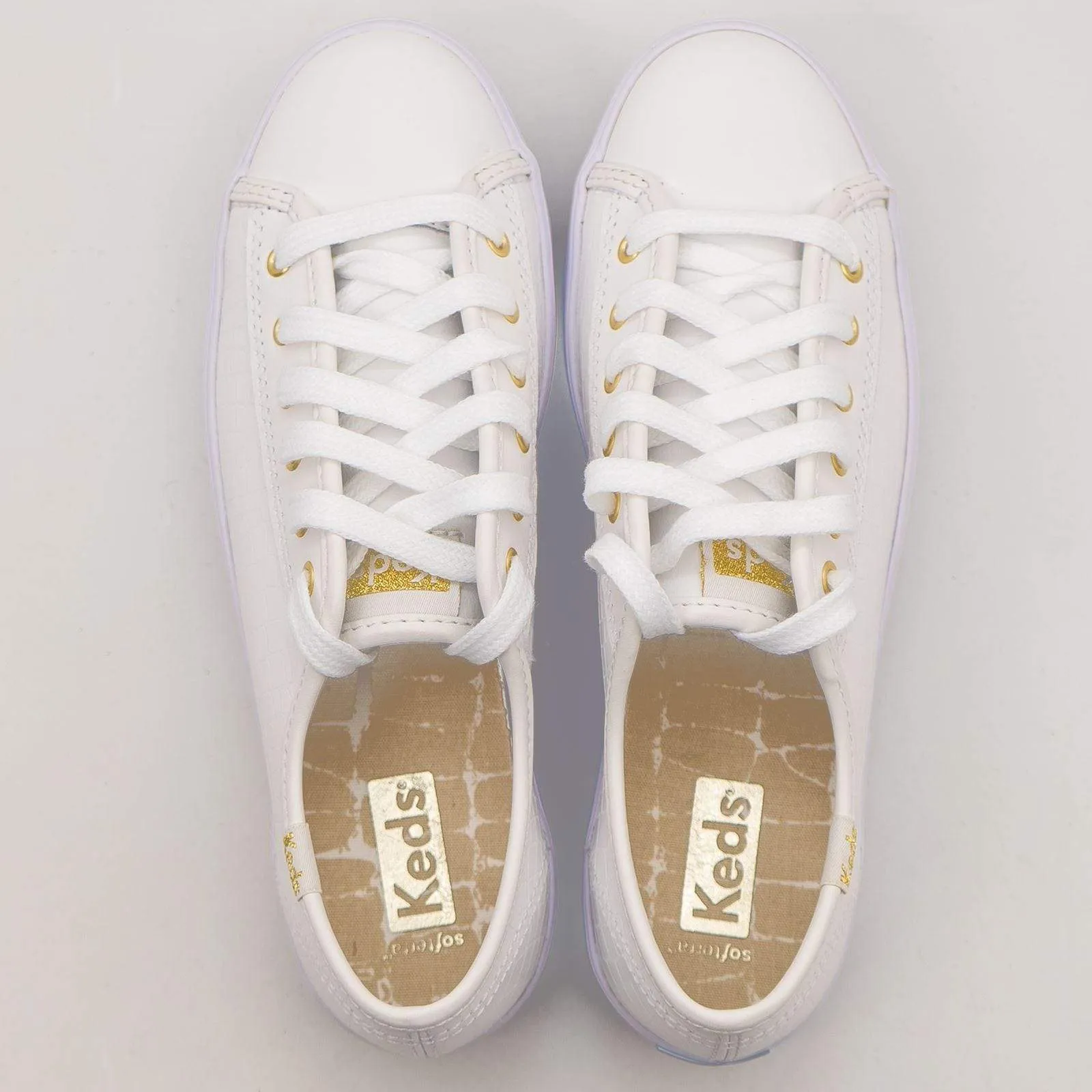 Keds Shoes Triple Kick Croc Leather White Trainers