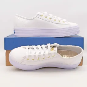 Keds Shoes Triple Kick Croc Leather White Trainers