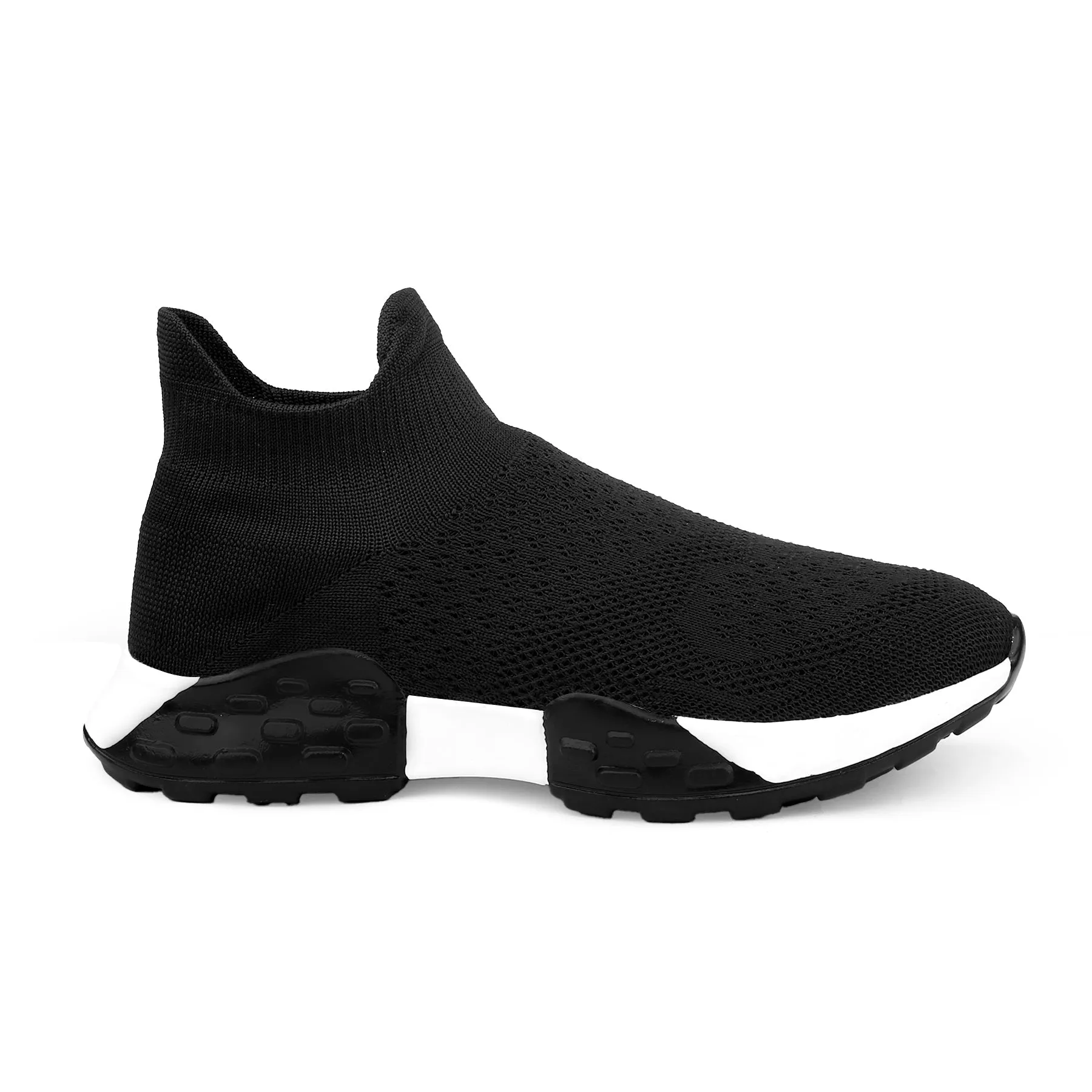 Latest Knitted Fabric Material Casual Black Sports Socks Shoes For Men