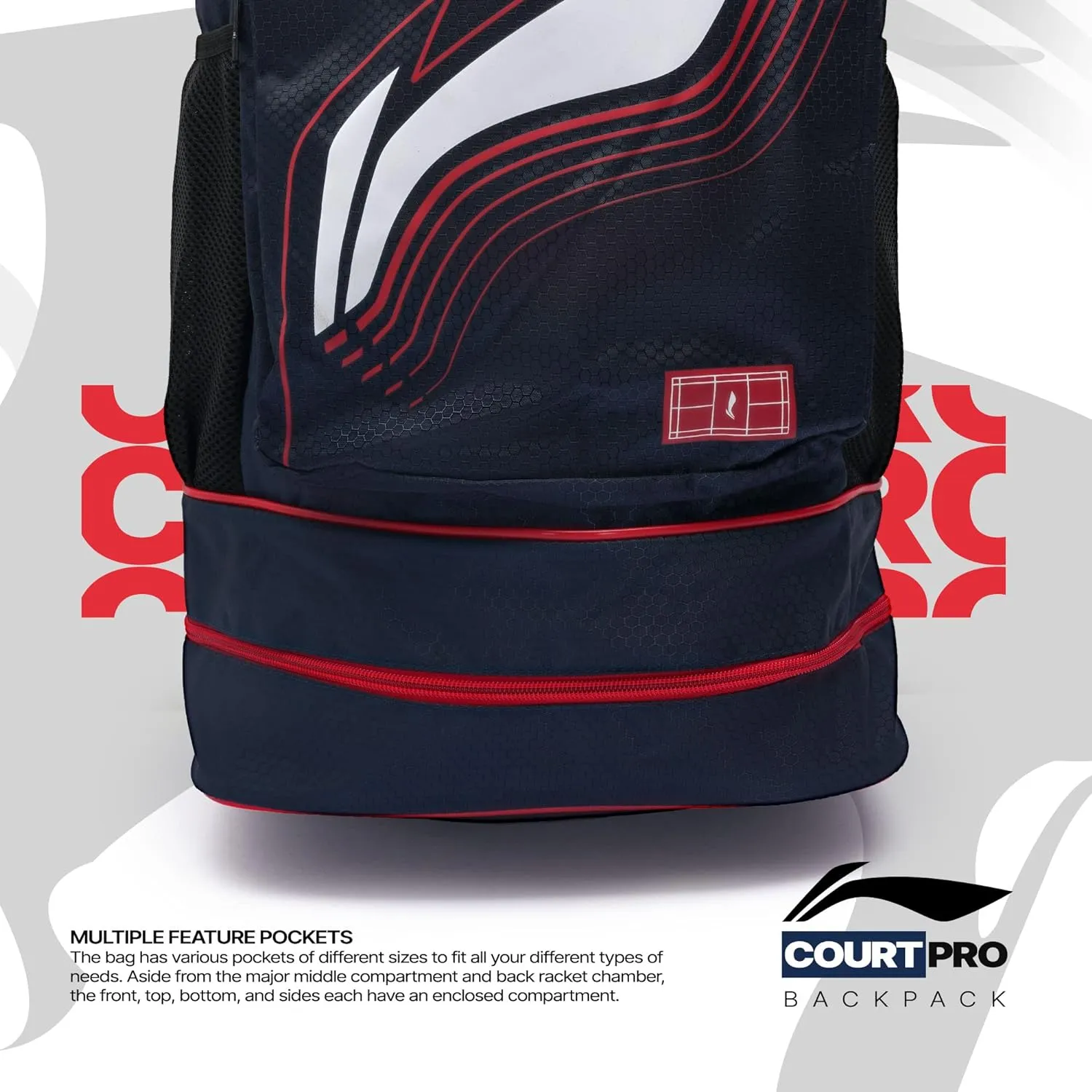 Li-Ning ABSS321 Court Pro Long Badminton Backpack, Red