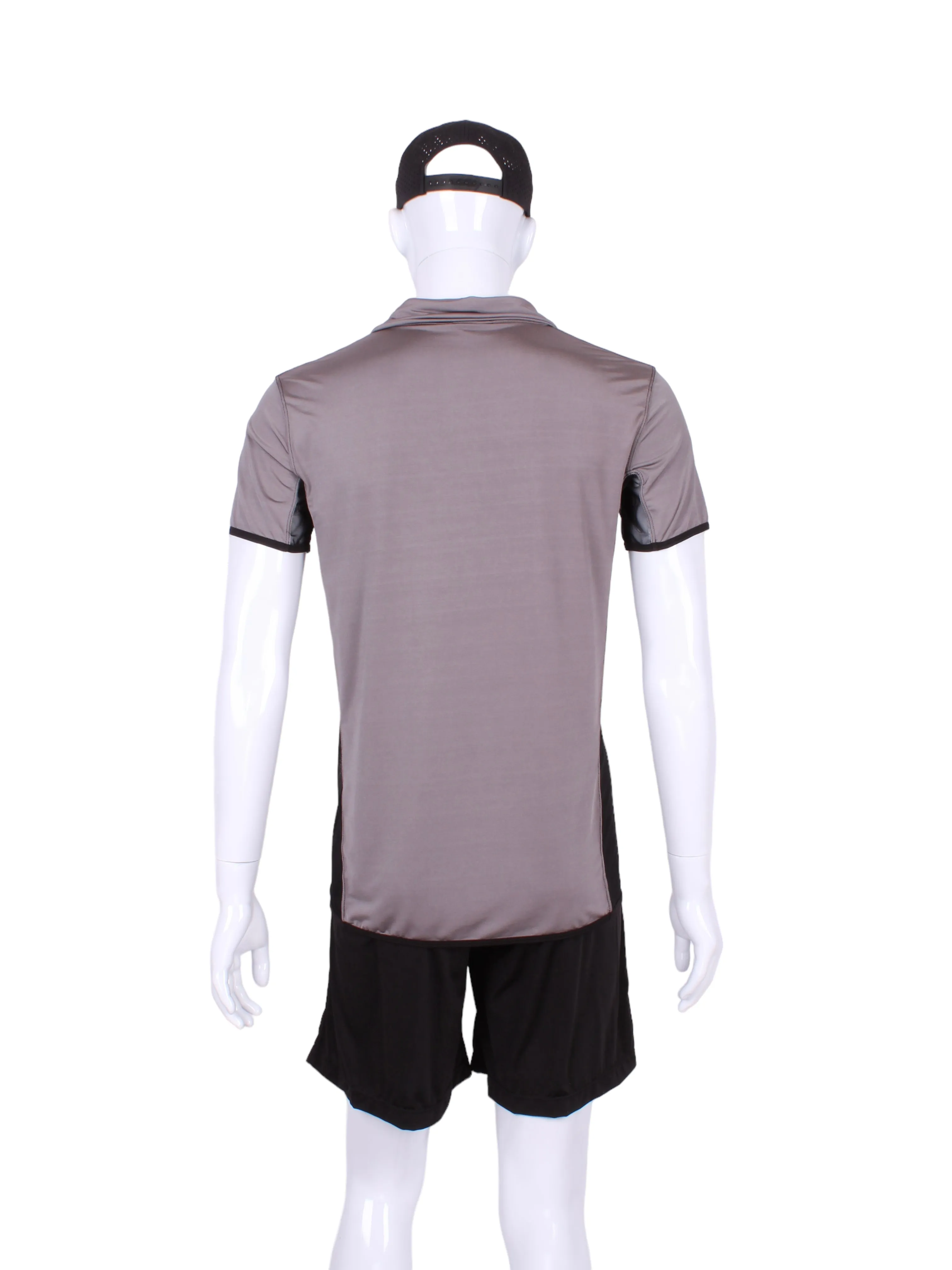 Long Men's Polo Shirt Grey With Mesh