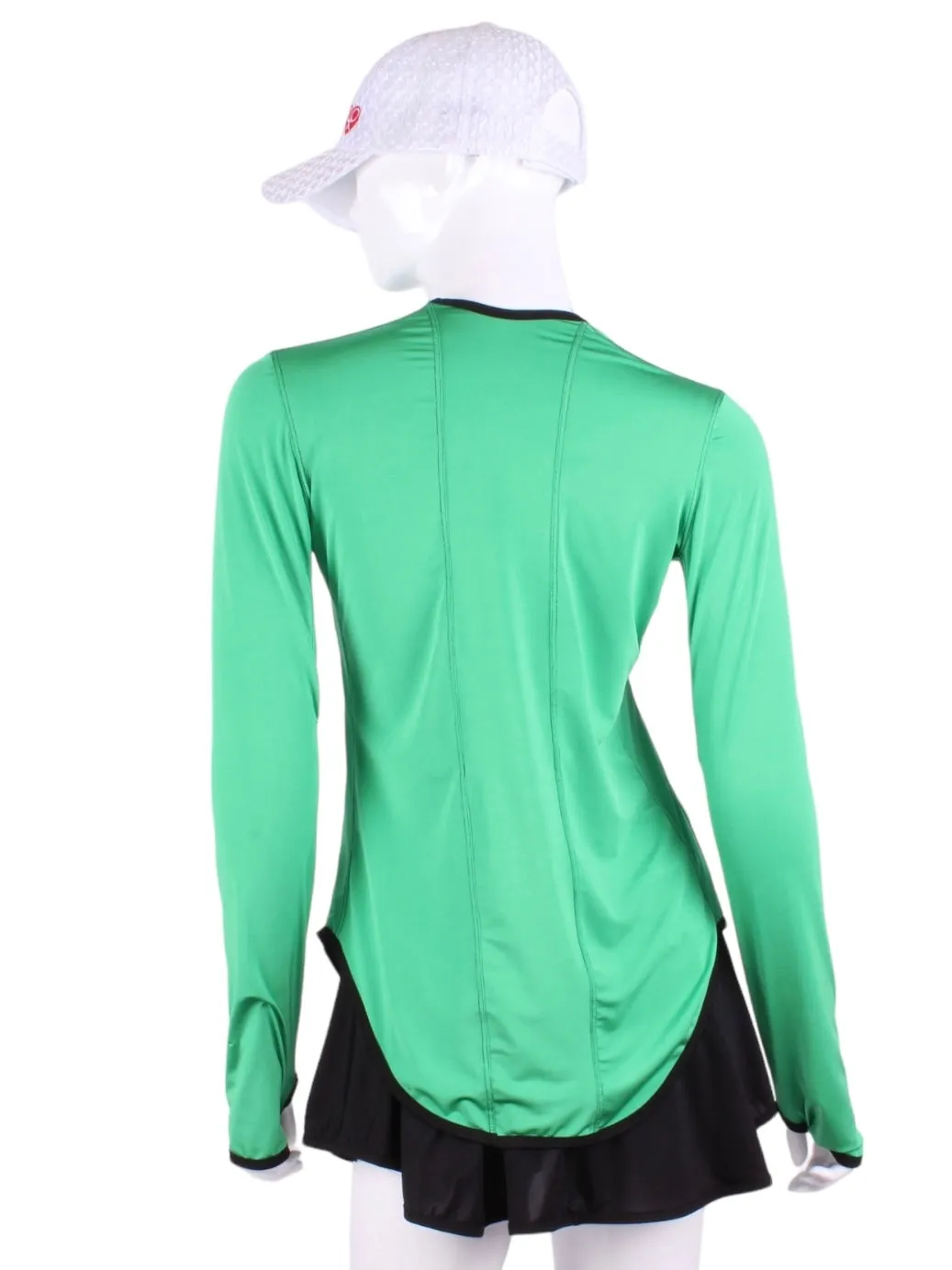 Long Sleeve Crew Soft Green with Black Trim