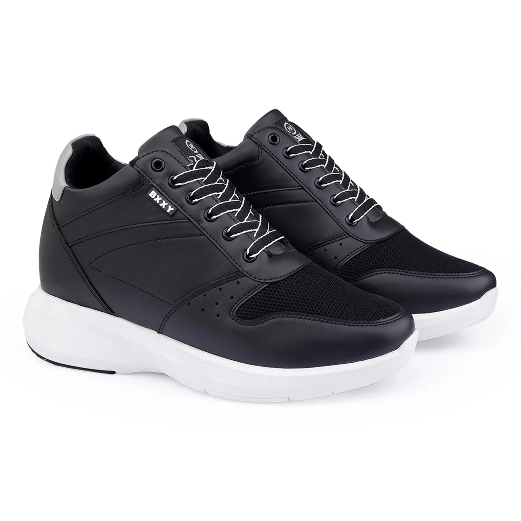 Men's 3.5 Inch Hidden Height Increasing Faux Leather Material Casual Sneaker Lace up Shoes