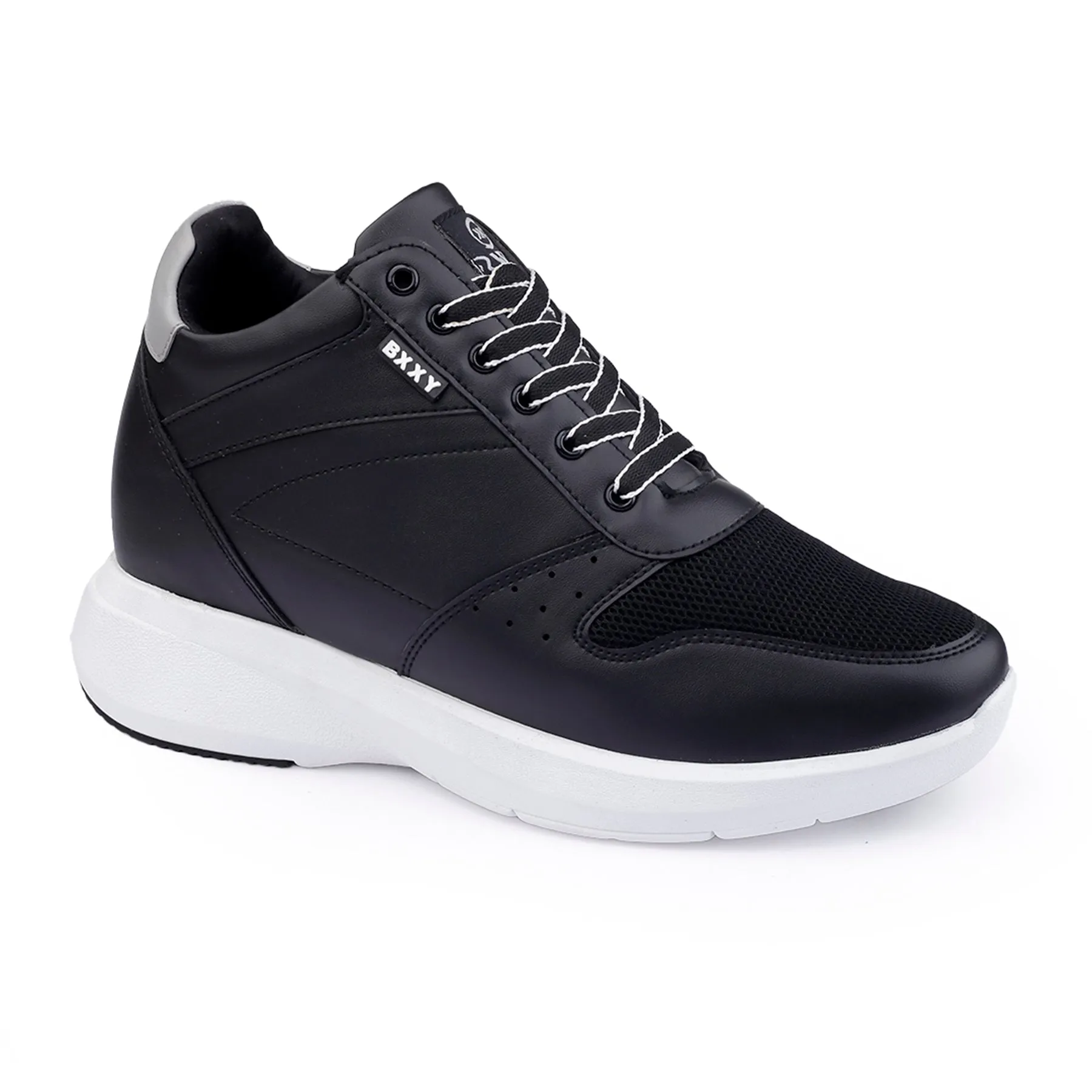 Men's 3.5 Inch Hidden Height Increasing Faux Leather Material Casual Sneaker Lace up Shoes