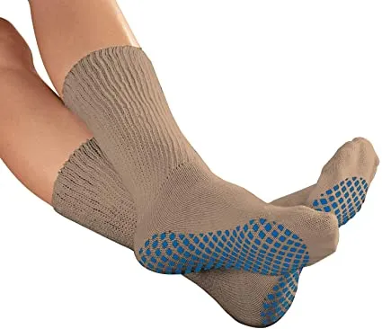 Mens Diabetic Slipper Socks with Gripper Soles