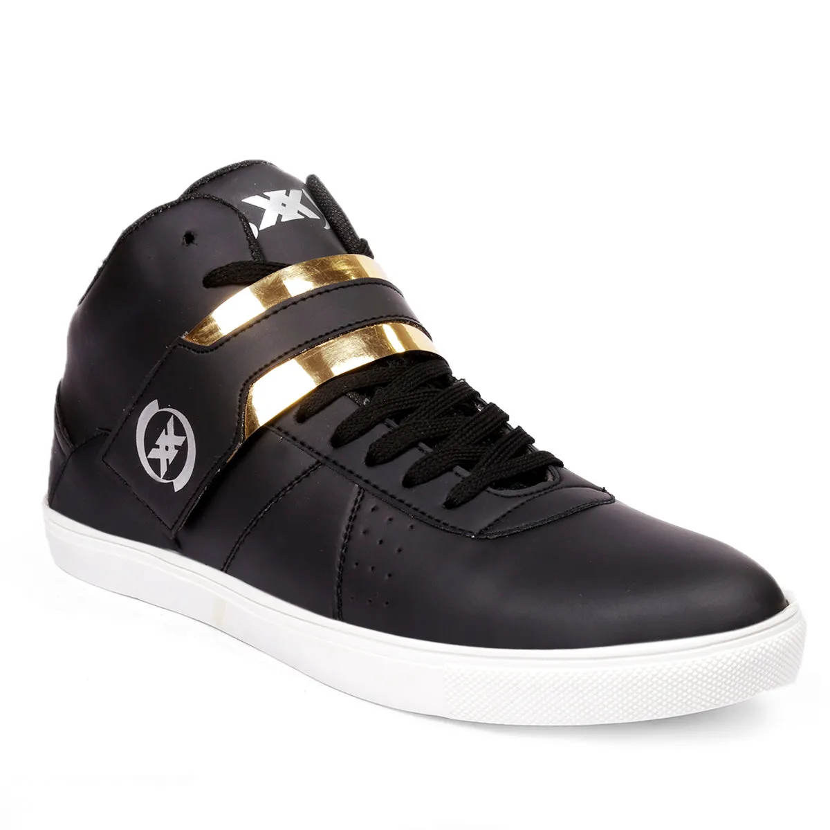 Men's Faux Leather Casual Sneakers With Lace And Strap Boots