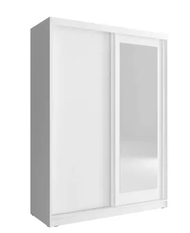 Nord 150cm 2 Door Sliding Wardrobe with 1 Mirrored Door - White